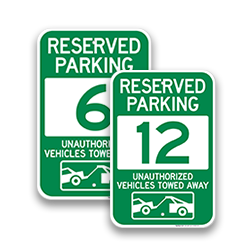 Image of Green Reserved Parking Spot Signs