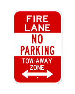 Two Way No Parking Fire Lane Direction Sign