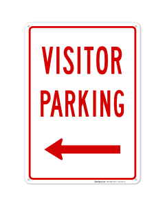 Left Side Visitor Parking Red Sign