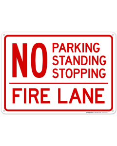 No Parking Standing Stopping Fire Lane Sign