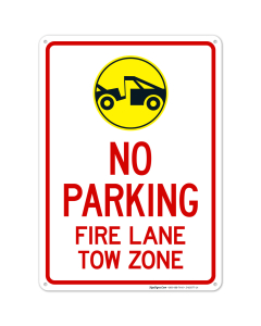 Fire Lane Tow Zone With Graphic Sign
