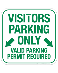 Visitors Parking Only Valid Parking Permit Required With Both Side Down Arrow Sign