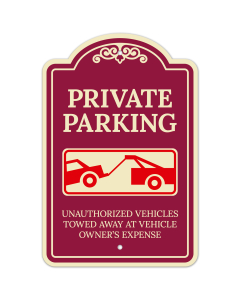 Private Parking Unauthorized Vehicles Towed Away At Vehicle Owner Expense D&eacute;cor Sign
