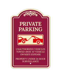 Private Parking Unauthorized Vehicles Will Be Towed At Owners Expense D&eacute;cor Sign