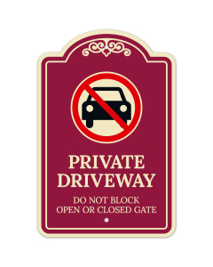 Private Driveway Do Not Block Open Or Closed Gate With No Parking Graphic D&eacute;cor Sign