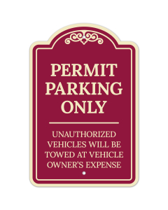 Permit Parking Only Unauthorized Vehicles Will Be Towed At D&eacute;cor Sign