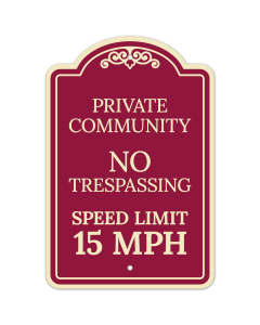 Private Community No Trespassing Speed Limit 15 D&eacute;cor Sign