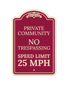 Private Community No Trespassing Speed Limit 25 D&eacute;cor Sign