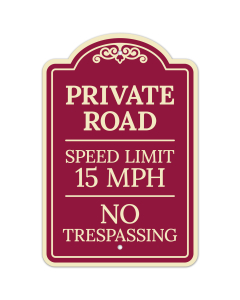 Private Road Speed Limit 15 Mph No Trespassing D&eacute;cor Sign