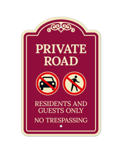 Private Road Residents and Guests Only No Trespassing D&eacute;cor Sign