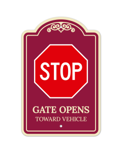 Stop Gate Opens Toward Vehicle D&eacute;cor Sign