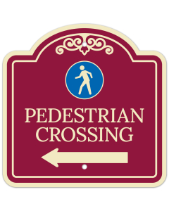 Pedestrian Crossing With Left Arrow D&eacute;cor Sign