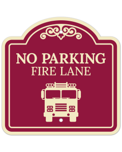 No Parking Fire Lane With Fire Truck Symbol D&eacute;cor Sign