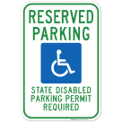 Washington Handicap Parking Sign, Reserved Parking State Disabled Parking Permit Required Sign