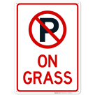 On Grass With No Parking Symbol Sign