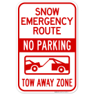 Snow Emergency Route No Parking Tow Away Zone Sign