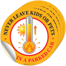 Never Leave Pets Or Kids Alone In Parked Car Sign (4 Pack)
