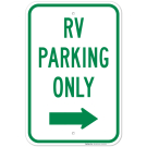 RV Parking Only With Right Arrow Sign RV Parking Only With Right Arrow Sign