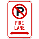 Fire Lane With Bidirectional Arrow Sign Fire Lane With Bidirectional Arrow Sign