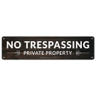 Private Property No Trespassing Sign, Rectangle Brown Background Sign Private Property No Trespassing Sign, Rectangle Brown Background Sign