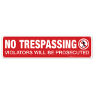 No Trespassing Violators Will Be Prosecuted Sign, Rectangle Red Background Sign