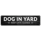 Dog In Yard Keep Gate Closed Grey Wood Look Background Sign Dog In Yard Keep Gate Closed Grey Wood Look Background Sign