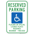 Hawaii Handicap Parking Sign, Reserved Parking Placard Special License Plates Required Maximum Fine $500 Sign Hawaii Handicap Parking Sign, Reserved Parking Placard Special License Plates Required Maximum Fine $500 Sign