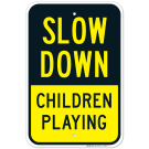 Slow Down Children Playing Sign, Traffic Sign Slow Down Children Playing Sign, Traffic Sign