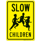 Slow Children Sign, Traffic Sign Slow Children Sign, Traffic Sign