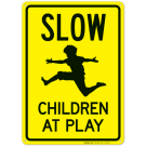 Slow Down Children At Play Sign, Traffic Sign Slow Down Children At Play Sign, Traffic Sign