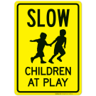 Slow Children At Play With Kids Playing Image Sign, Traffic Sign Slow Children At Play With Kids Playing Image Sign, Traffic Sign