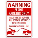 Permit Parking Only with Warning Sign Permit Parking Only with Warning Sign