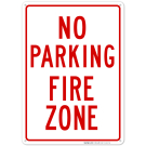 Red No Parking Fire Zone Sign Red No Parking Fire Zone Sign