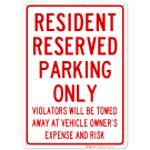 Resident Reserved Parking Only Sign Resident Reserved Parking Only Sign