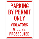 Parking By Permit Only Red Sign Parking By Permit Only Red Sign
