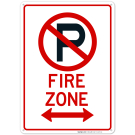 Arrow Pointing Left-Right Fire Zone No Parking Sign Arrow Pointing Left-Right Fire Zone No Parking Sign