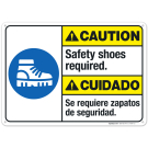Safety Shoes Required Bilingual Sign, ANSI Caution Sign Safety Shoes Required Bilingual Sign, ANSI Caution Sign