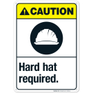 Hard Hat Required Sign, ANSI Caution Sign Hard Hat Required Sign, ANSI Caution Sign