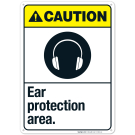 Ear Protection Area Sign, ANSI Caution Sign Ear Protection Area Sign, ANSI Caution Sign
