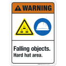 Falling Objects Hard Hat Area Sign, ANSI Warning Sign Falling Objects Hard Hat Area Sign, ANSI Warning Sign