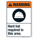 Hard Hat Required In This Area Sign, ANSI Warning Sign Hard Hat Required In This Area Sign, ANSI Warning Sign