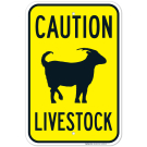 Caution Livestock With Goat Symbol Sign Caution Livestock With Goat Symbol Sign