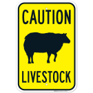Caution Livestock With Sheep Symbol Sign Caution Livestock With Sheep Symbol Sign
