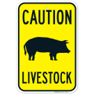 Caution Livestock With Pig Silo Symbol Sign Caution Livestock With Pig Silo Symbol Sign