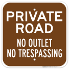 Private Road No Outlet No Trespassing Sign Private Road No Outlet No Trespassing Sign