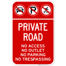 Private Road No Access Outlet Parking Trespassing With Graphics Sign Private Road No Access Outlet Parking Trespassing With Graphics Sign