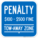 Penalty $100 $500 Fine Tow Away Zone Virginia Handicap Supplementary Sign, (SI-65302) Penalty $100 $500 Fine Tow Away Zone Virginia Handicap Supplementary Sign, (SI-65302)
