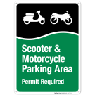 Scooter And Motorcycle Parking Area Permit Required With Graphic Sign Scooter And Motorcycle Parking Area Permit Required With Graphic Sign