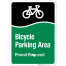 Bicycle Parking Area Permit Required With Graphic Sign Bicycle Parking Area Permit Required With Graphic Sign