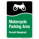 Motorcycle Parking Area Permit Required With Graphic Sign Motorcycle Parking Area Permit Required With Graphic Sign